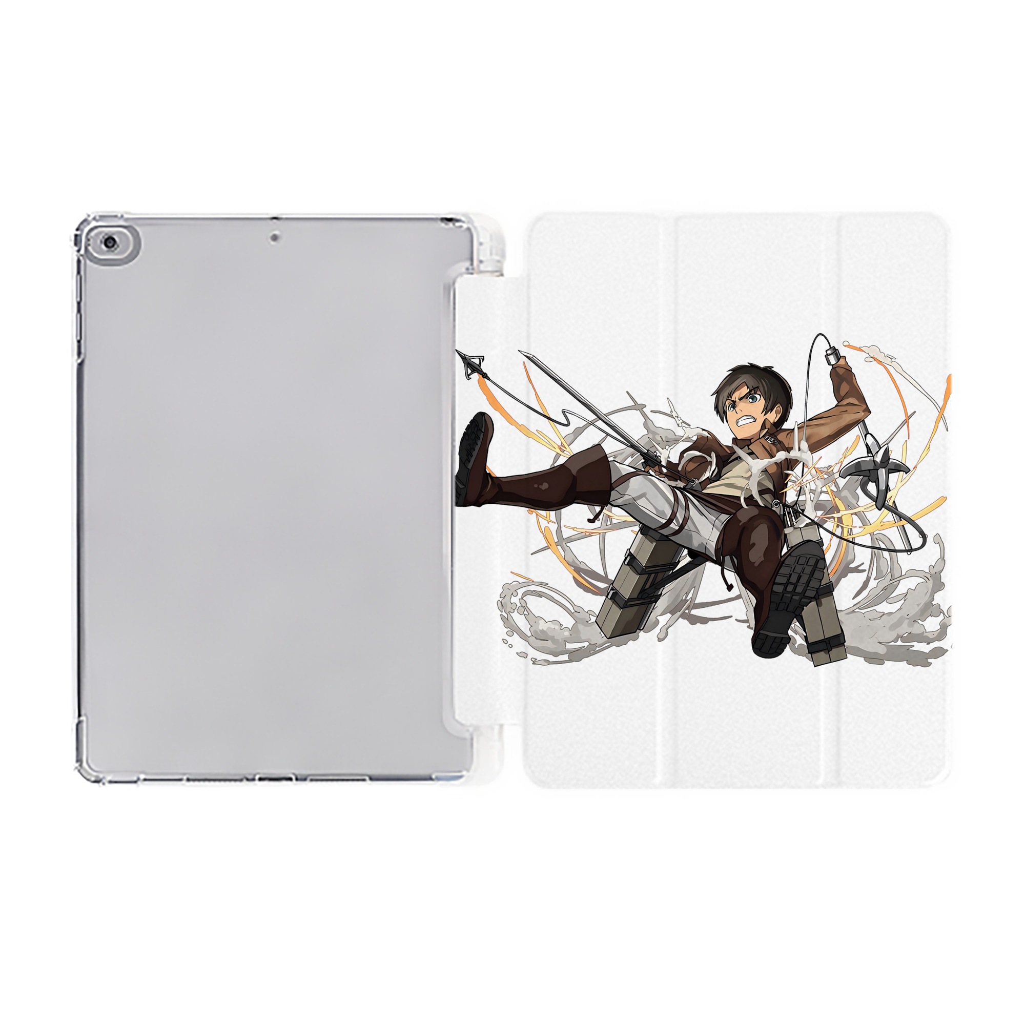 （画像用） 進撃の巨人 エレン･イェーガー Attack on Titan Eren Jäger IPad ケース ペン収納付き 三つ折りスタンド PUレザー×シリコン 対応機種9.5/10.5/10.9インチ